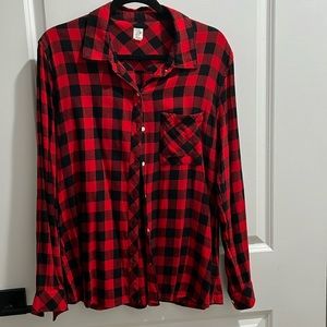 Gap Red and Black Plaid Top